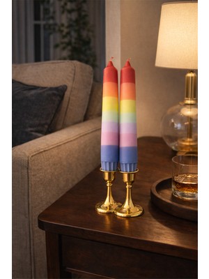 BRANDSMITHS El Yapımı Dekoratif Şamdan Mumları- 2'li Set- Renk Varyantı 5