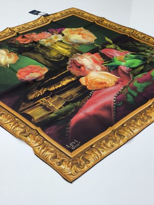 Levidor Tivil Ipek Eşarp Sarı Siyah Bordo 1017-3