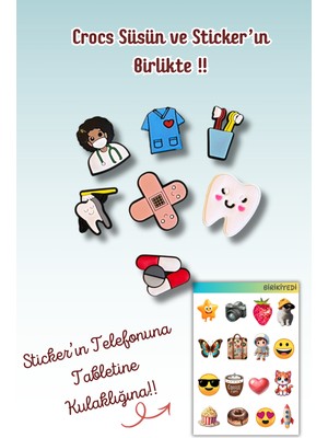 Birikiyedi 7'li Set Jibbitz Terlik Süsü Sağlık Temalı