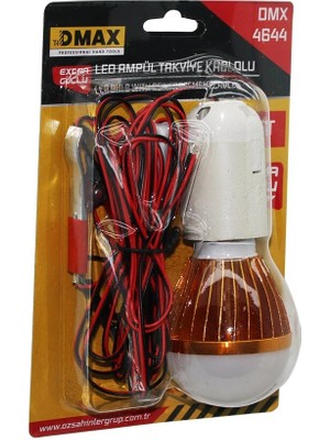 Amazex Seyyar - LED Lamba Akü Takviye Kablolu= 4mt 12V - 5W (4767)