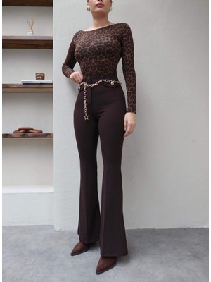 Esra Helvacı Zincir Kemerli Ispanyol Paça Pantolon