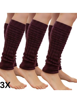Kışlık Kadın Tozluk Pamuk Örgü Triko Baldır Isıtıcı Leg Warmer 3-Çift