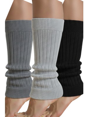 Kışlık Kadın Tozluk Pamuk Örgü Triko Baldır Isıtıcı Leg Warmer 3-Çift