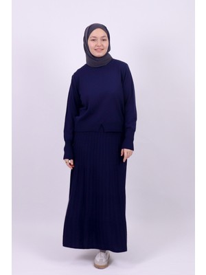 İlmek 23321 Kadın Triko Kazak Etek Takım Lacivert