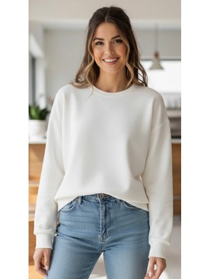 Leilaa Bisiklet Yaka Modal Kumaş Basic Sweatshirt