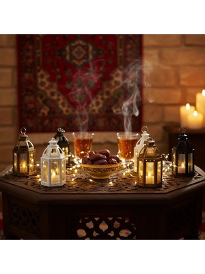 Bsre Ramazan Temalı Büyük Altıgen Açık Kubbe Figürlü LED Lamba