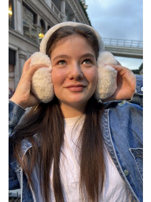 Mollycrush Genç Beyaz Peluş Kulaklık | Uniseks Kışlık Yumuşak Kulak Koruyucu