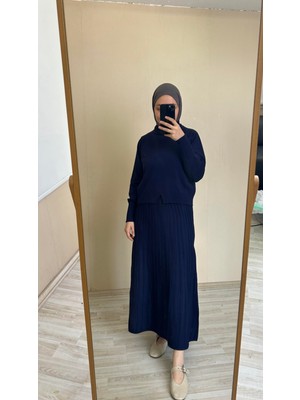 İlmek 23321 Kadın Triko Kazak Etek Takım Lacivert