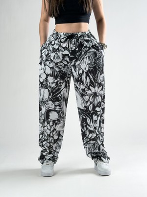 Cocopelli Paça Ayarlamalı Gül Desenli Kadın Jogger Pantolon COC2803