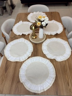 Nurgita Home %100 Pamuk Fisto Fırfırlı Vintage Amerikan Servis (6 Adet)