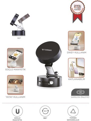 Normadia Manyetik Telefon Tutucu, 180° Dönebilen, Ev ve Araç Kullanımı