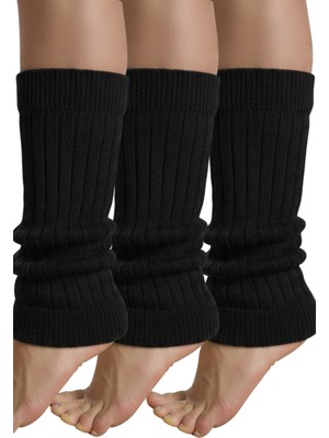 Kışlık Kadın Tozluk Pamuk Örgü Triko Baldır Isıtıcı Leg Warmer 3-Çift