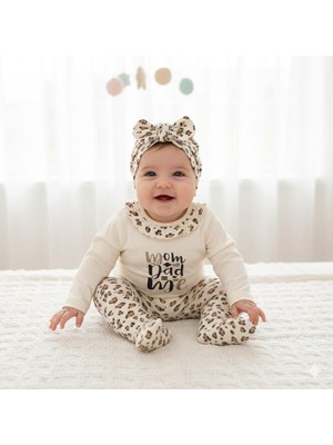 O Baby Obaby-Leopar Desenli Kız Bebek Tulum