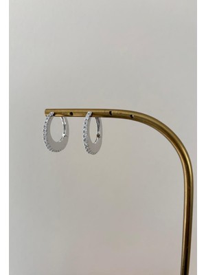 Marsel Özel Seri Oval Mini Taş Detay Xp Silver Halka Küpe