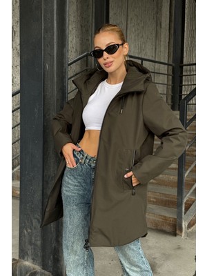 Lior Design Acı Kahve Çift Cepli Kapüşonlu Mont BCVL-254203