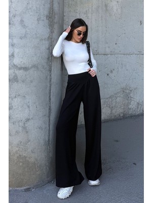 Lior Design Siyah Ispanyol Paça Ultra Soft Kumaş Pantolon BCDF-25P0003