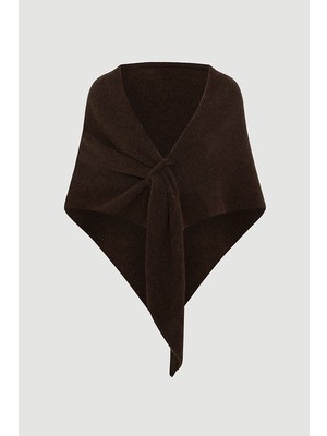 Gusto Yumuşak Dokulu Üçgen Bağlamalı Şal - Kahverengi