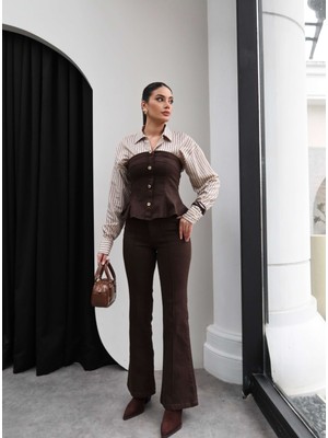 Esra Helvacı Straplez Denim Ikili Takım