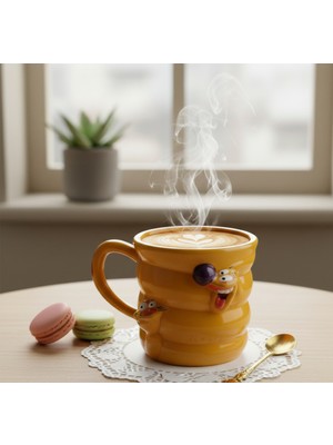 Bsre Catdog Figürlü 3D Seramik Kupa Bardak - Nostaljik Çizgi Film Figürlü Kupa