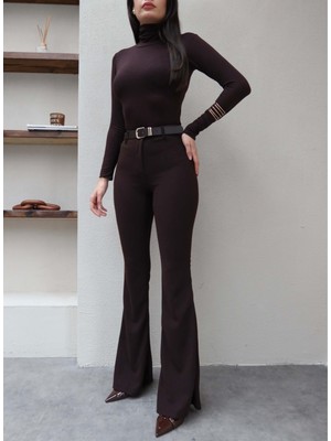 Esra Helvacı Kemerli Ispanyol Paça Kumaş Pantolon