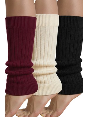 Kışlık Kadın Tozluk Pamuk Örgü Triko Baldır Isıtıcı Leg Warmer 3-Çift
