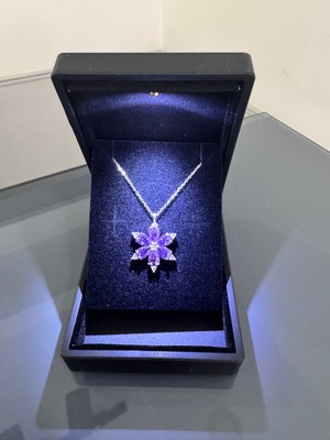 Gözde Aksesuarım Işıklı Kutusunda Lotus Çiçeği Kolyesi Çelik