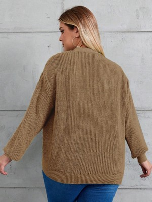 Serac Collection Kadın Beş Düğme Büyük Beden Triko Hırka