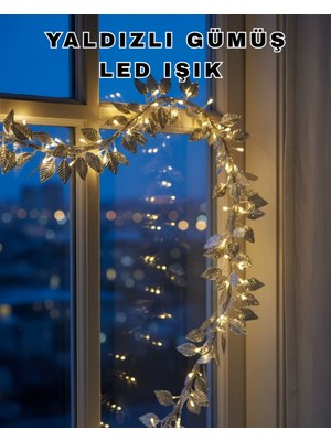 Zero Land Lvsqvr Pilli Gümüş Yaprak LED Işık Ev Içi ve Yılbaşı Dekor Aydınlatması
