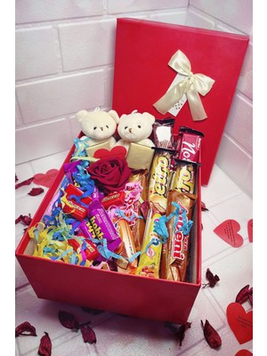 UltraMint Sevgililer Günü Hediye Seti: Gül, Ayıcık ve Çikolata Kutusu