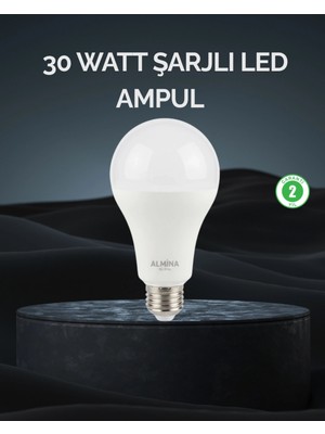 Narnuga Şarjlı LED Ampul 30 Watt Soğuk Beyaz
