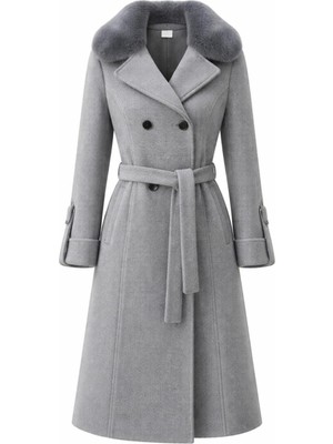 Esin Giyim Asalet Serisi Çıkartılabilir Kürklü Kruvaze Kışlık Kaban