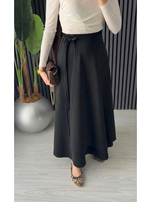 Trendparis Yandan Bağlamalı Fermuarlı Scuba Etek