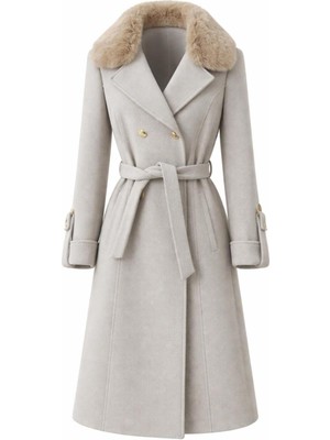 Esin Giyim Asalet Serisi Çıkartılabilir Kürklü Kruvaze Kışlık Kaban