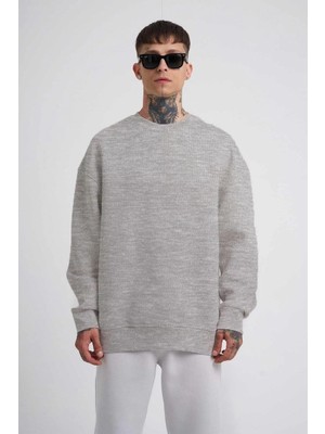 Tarz Yeri Erkek Biskilet Yaka Üç Iplik Sweatshirt - Gri