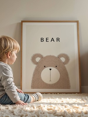 Fuart.Co Animal Bear Çocuk Odası Duvar Posteri Dijital Baskı Kuşe Poster (Çerçevesiz) Anfu