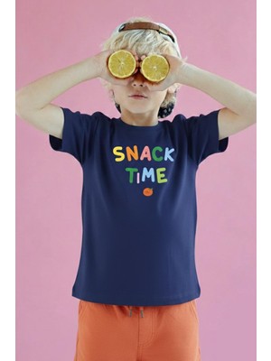 Monila Unisex Çocuk Pamuklu Bisiklet Yaka Baskılı T-Shirt