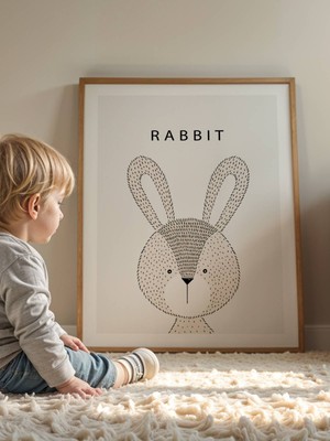 Fuart.Co Animal Rabbit Çocuk Odası Duvar Posteri Dijital Baskı Kuşe Poster (Çerçevesiz) Anfu