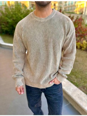 Elku Moda Kazak Triko Oversize Tüylenmez Naturel Pamuk Yırtık Detaylı Lazer Kesim Rahat Kesim Salaş Kazak