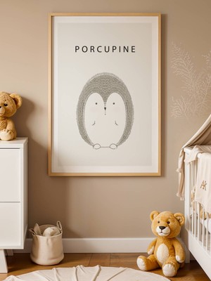 Fuart.Co Animal Porcupin Çocuk Odası Duvar Posteri Dijital Baskı Kuşe Poster (Çerçevesiz) Anfu