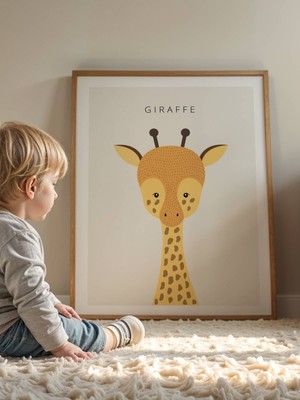 Fuart.Co Animal Giraffe Çocuk Odası Duvar Posteri Dijital Baskı Kuşe Poster (Çerçevesiz) Anfu
