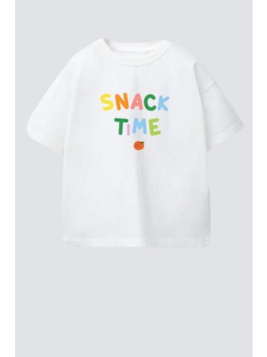 Monila Unisex Çocuk Pamuklu Bisiklet Yaka Baskılı T-Shirt