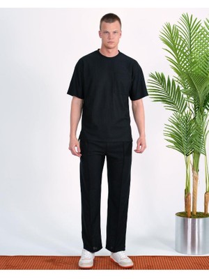 Elku Moda Nefes Alabilen Terletmez Pamuklu Oversize Bisiklet Yaka Cepli T-Shirt Rahat ve Şık Günlük Tişört