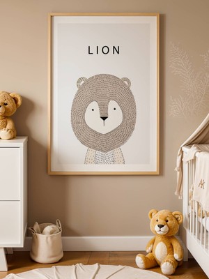 Fuart.Co Animal Lion Çocuk Odası Duvar Posteri Dijital Baskı Kuşe Poster (Çerçevesiz) Anfu