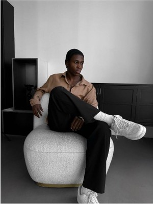 Elku Moda Erkek Oversize Düz Keten Karışımlı Gömlek Rahat Kalıp Uzun Kollu Gömlek Italyan Yaka Salaş Gömlek