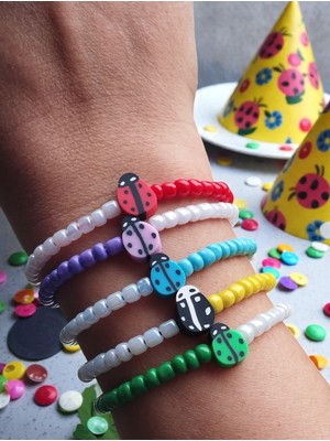 Amabel Jewelerys Karne, Bayram, Doğum Günü Hediyesi Uğur Böcekli 5'li Çocuk Bileklik Seti