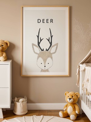 Fuart.Co Animal Deer Çocuk Odası Duvar Posteri Dijital Baskı Kuşe Poster (Çerçevesiz) Anfu