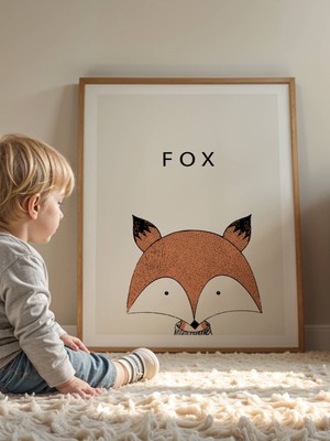 Fuart.Co Animal Fox Çocuk Odası Duvar Posteri Dijital Baskı Kuşe Poster (Çerçevesiz) Anfu