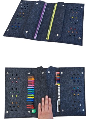 Çok Amaçlı Keçe Çanta ve Kalemlik, Antrasit Renk, Tablet ve Defter Için