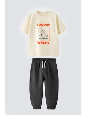 Monila Erkek Çocuk Slogan Baskılı Pamuklu Altüst Takım