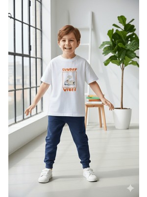 Monila Erkek Çocuk Slogan Baskılı Pamuklu Altüst Takım